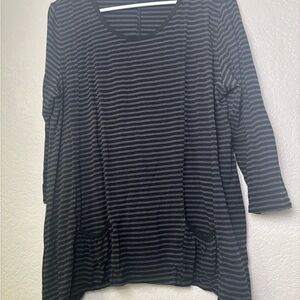 Hartstrings Black and Gray Striped Tunic